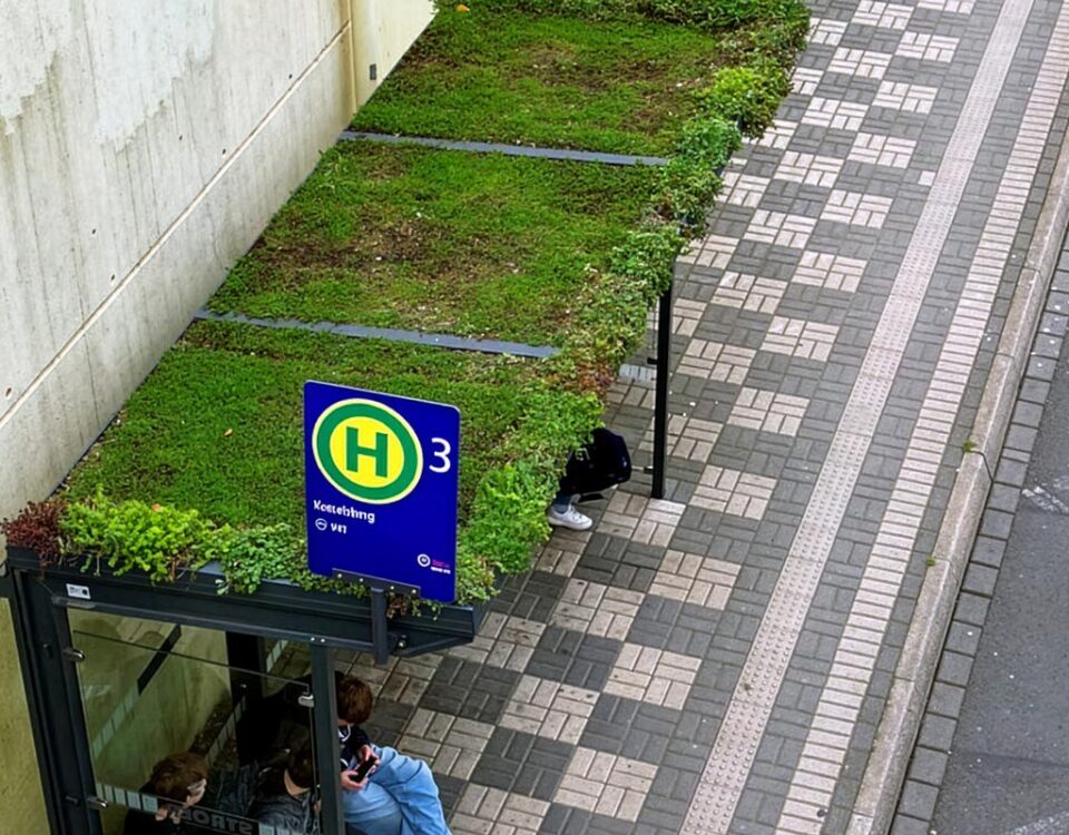 Begrünte Bushaltestelle