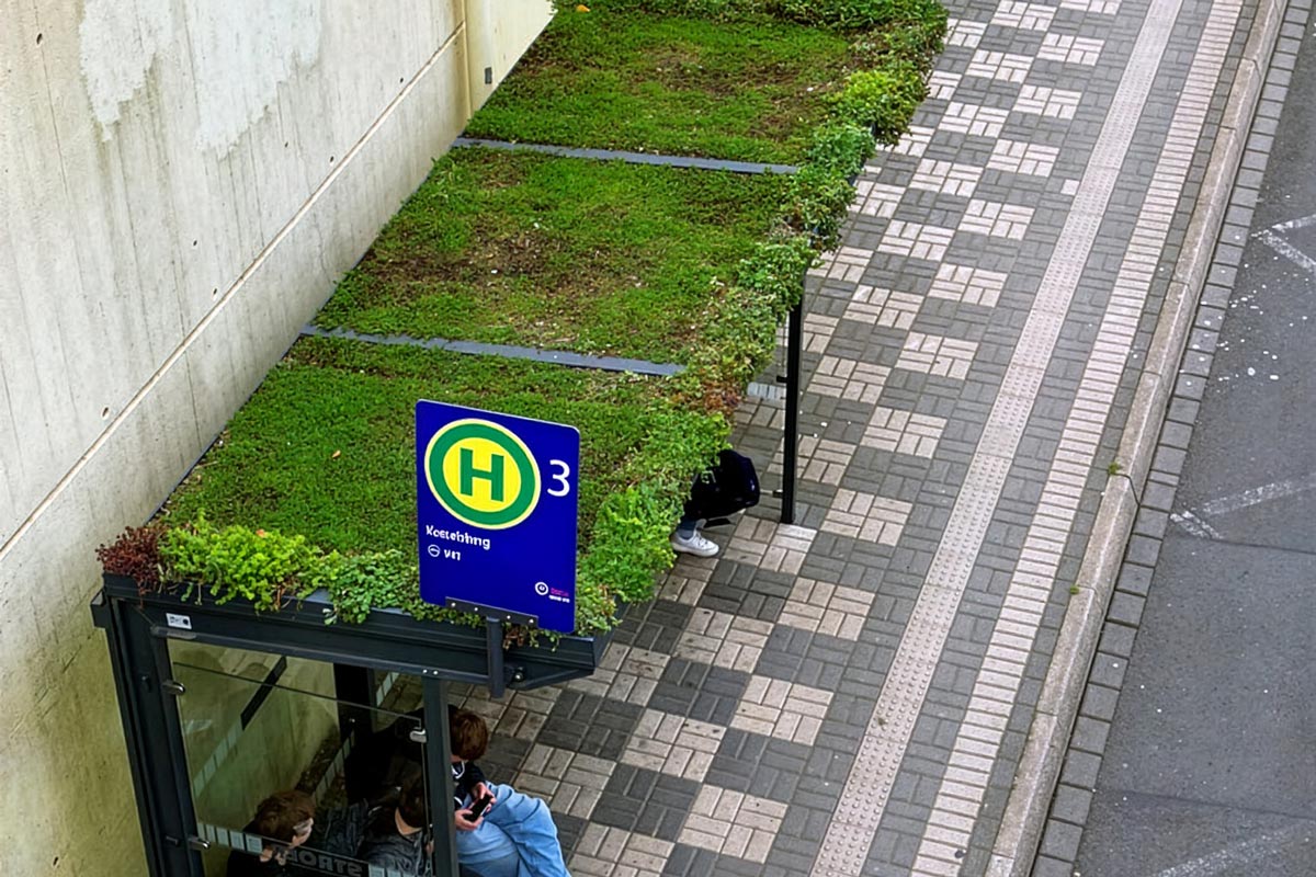 Begrünte Bushaltestelle